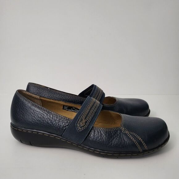CLARKS Active Air Geraldine Womens 9 Mary Jane 81539 Navy Blue Leather Shoes - Picture 1 of 10